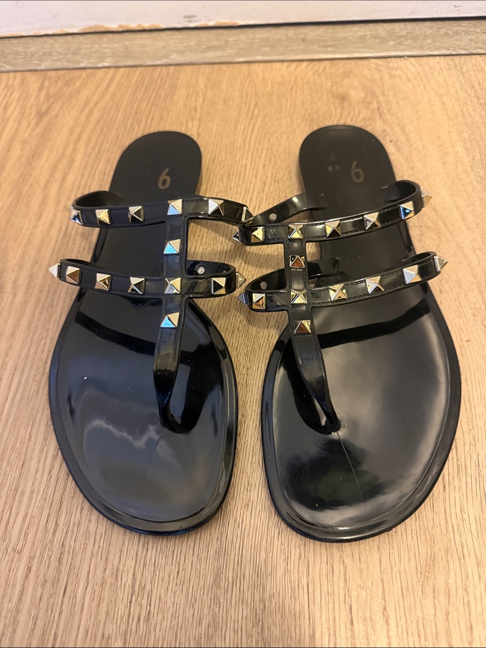 Black Studded Women’s Thong Sandals